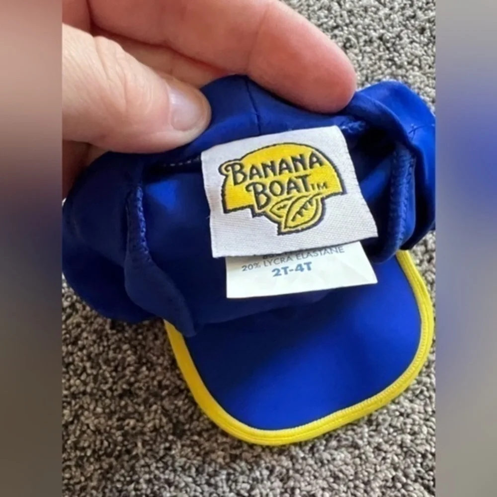 Kids Banana Boat‎ Cap With Neck Shade! Color Blue/for kids 2T-4T